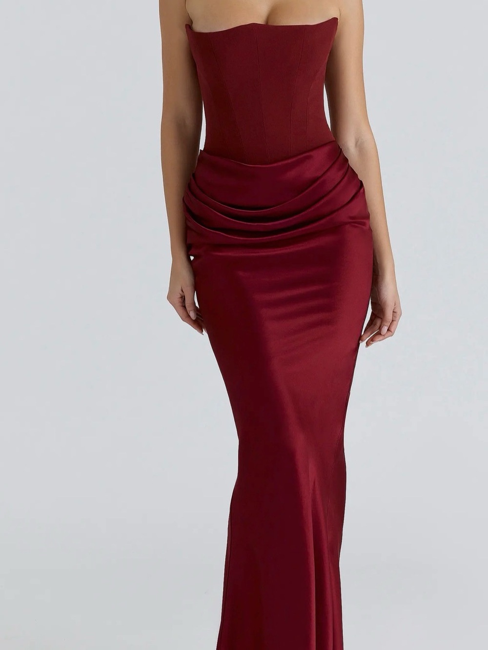 House of CB Burgundy Draped Maxi Skirt